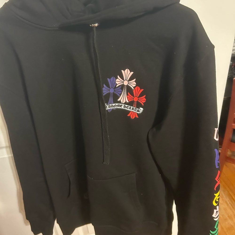 Chrome Hearts Black Hoodie with Multicolor Crosses